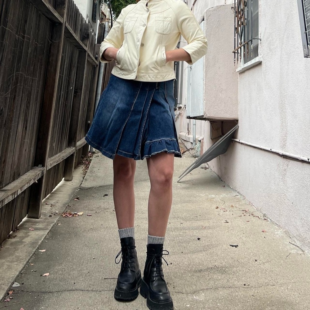 Vintage Blue Skater Mini Skirt